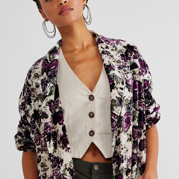 Free People Simone Velvet Duster Antique Combo NEW - Picture 5 of 6